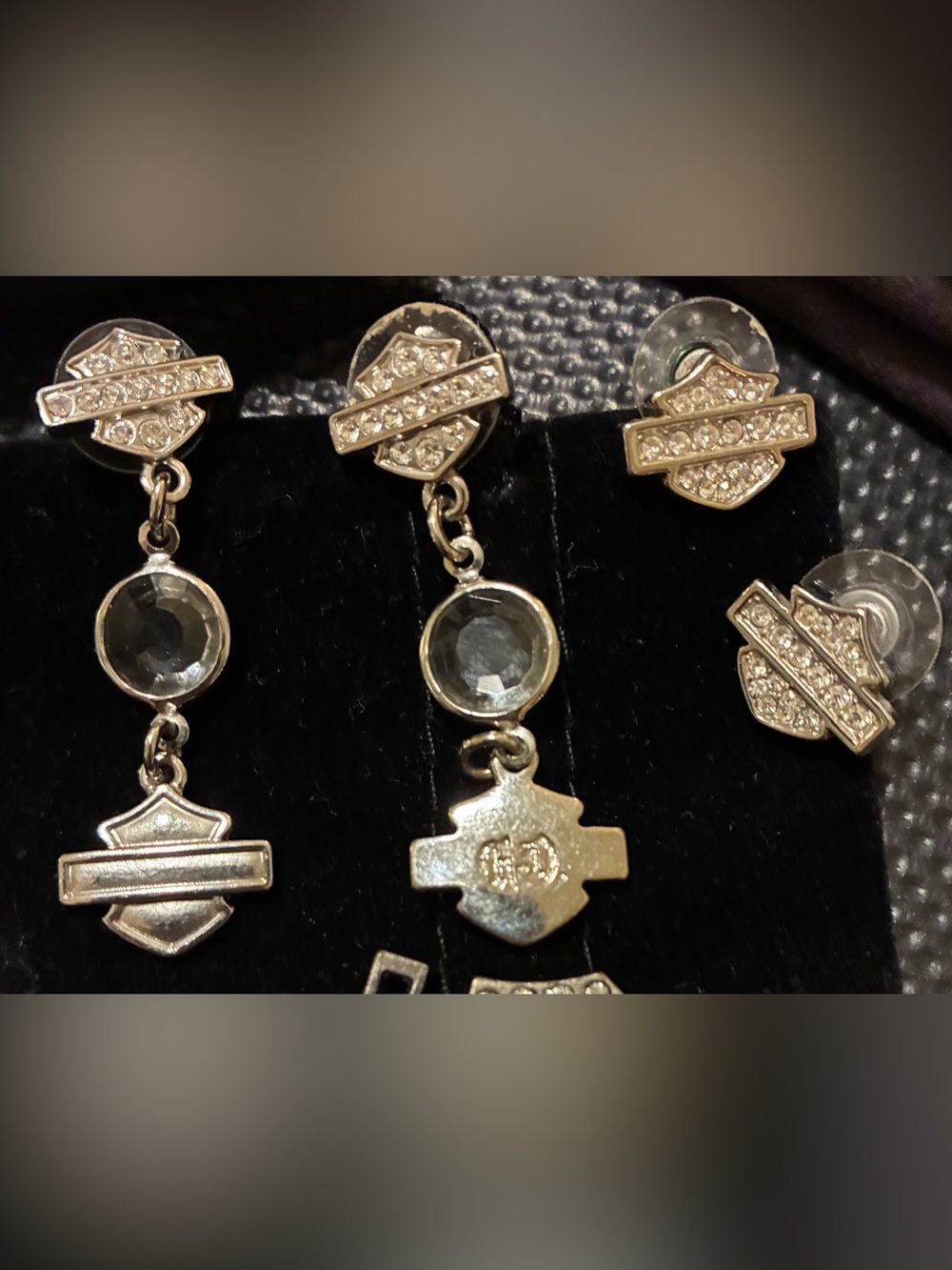 Harley-Davidson Crystal Dangle / Rhinestone Studded Earring